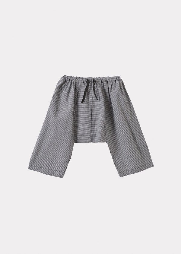 caramel LINUM BABY COTTON TROUSERS - BLACK MICRO-CHECK