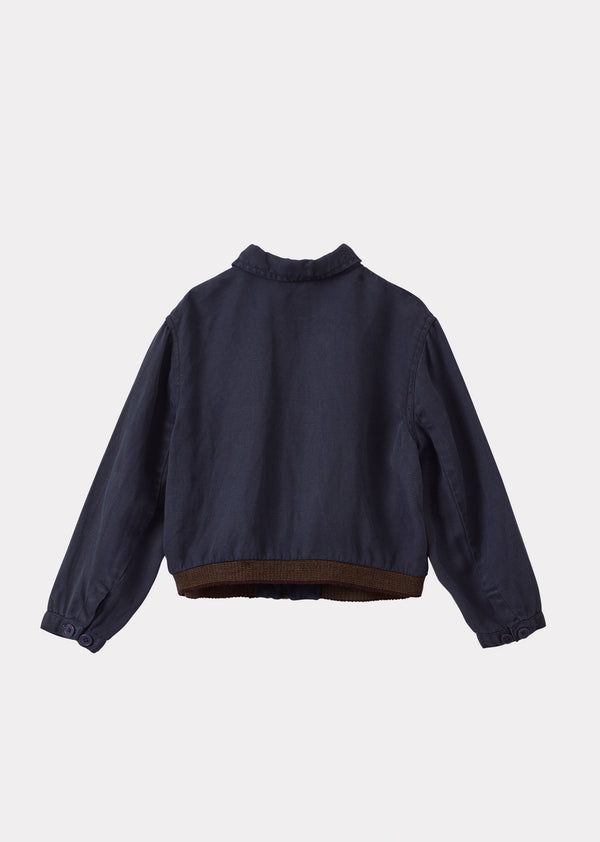 Caramel MAGNUS CHILDREN'S LYOCEL LINEN BOMBER JACKET - NAVY