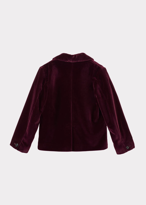 Caramel MAGPIE CHILDREN'S COTTON VELVET BLAZER - BURGUNDY