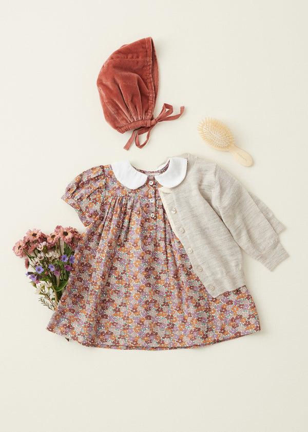 Caramel NINA BABY GIRL'S DRESS - LIBERTY SADIE ROSE PRINT