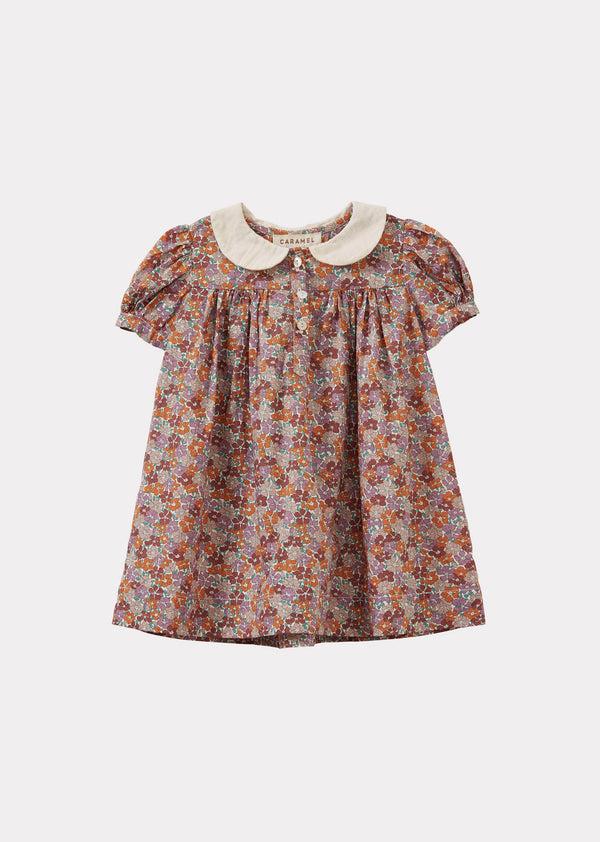 caramel NINA BABY GIRL'S DRESS - LIBERTY SADIE ROSE PRINT