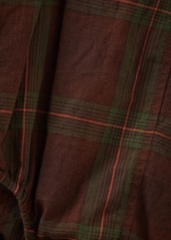 Caramel PILEA BABY COTTON ROMPER - BROWN / GREEN TARTAN