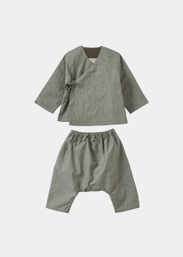caramel POCHARD BABY TOP AND TROUSERS SET - GREY / GREEN