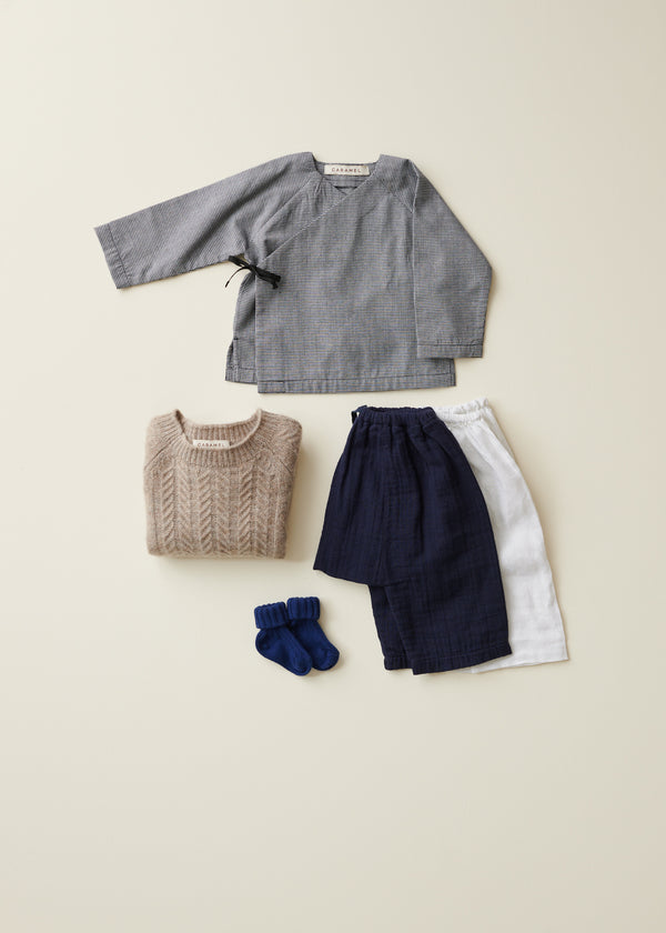 Caramel POCHARD BABY WRAP CARDIGAN - BLACK MICRO CHECK