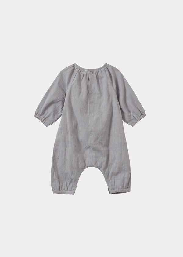 Caramel POPULUS BABY COTTON ROMPER - GREY MICRO-CHECK