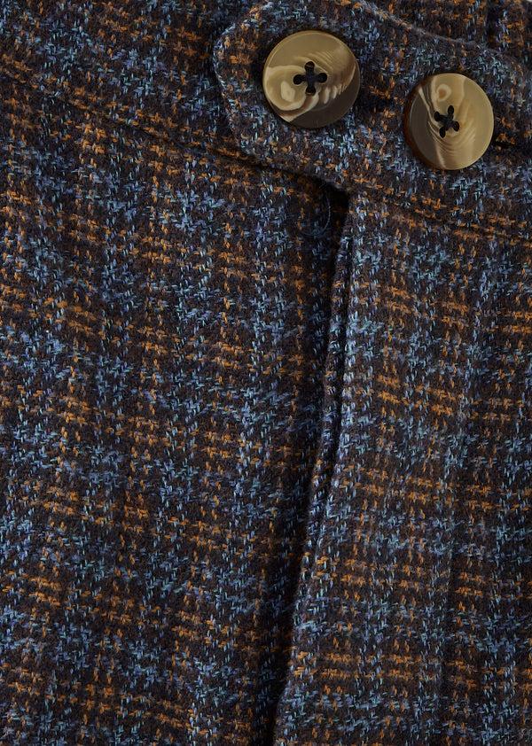 Caramel TARRAGON CHILDREN'S COTTON TWEED SHORTS - BLUE CHECK TWEEDY