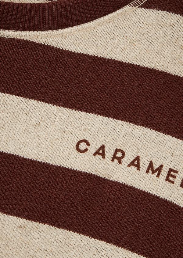 Caramel TODEA CHILDREN'S COTTON T-SHIRT - ECRU TAN STRIPE
