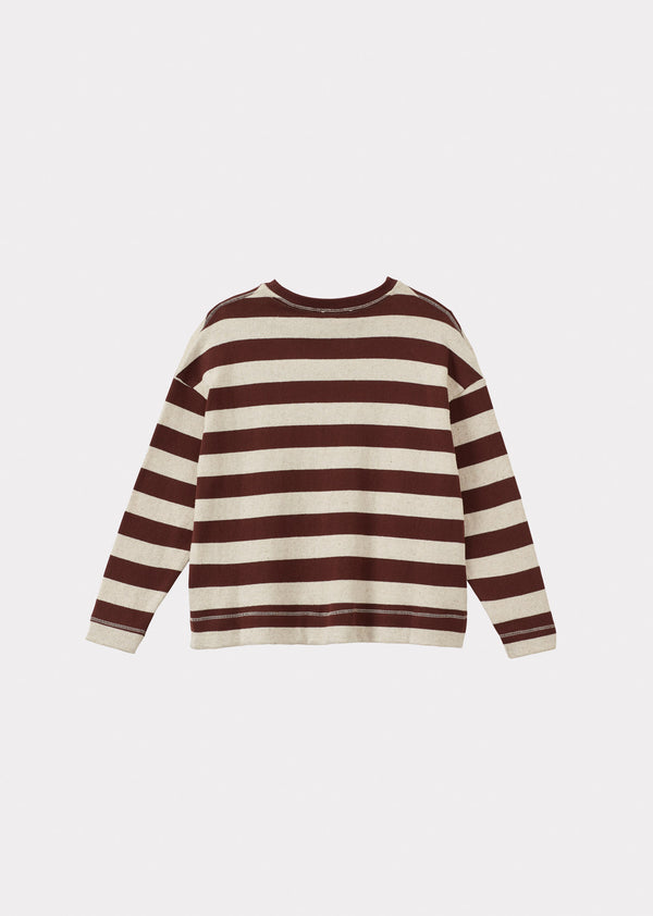 Caramel TODEA CHILDREN'S COTTON T-SHIRT - ECRU TAN STRIPE