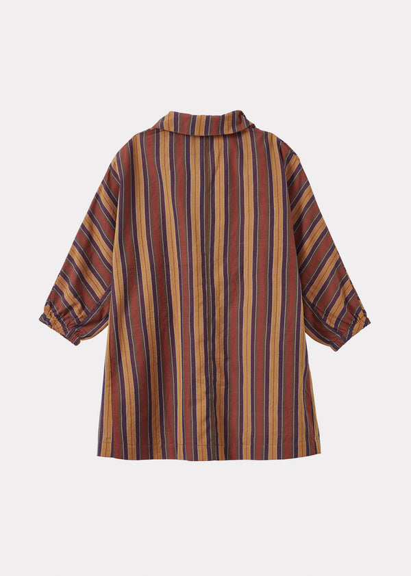 Caramel TOMATO GIRL'S COTTON DRESS - BROWN MULTI-STRIPE