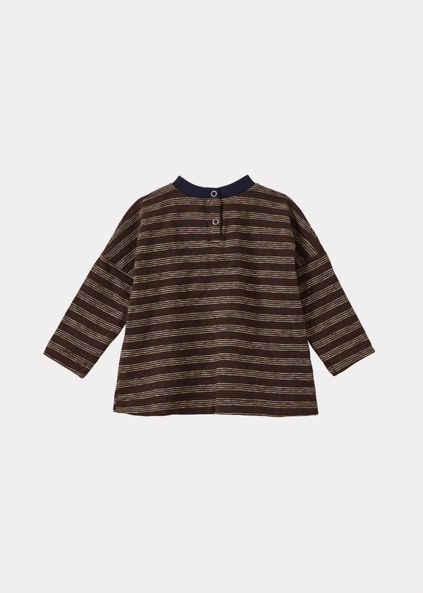 Caramel VIBURNAM BABY COTTON T-SHIRT - NAVY / ECRU STRIPE