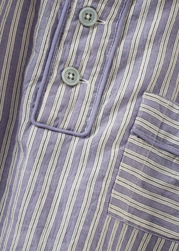 Caramel WALNUT CHILDREN'S HAND-LOOMED COTTON SHIRT - VIOLET STRIPE