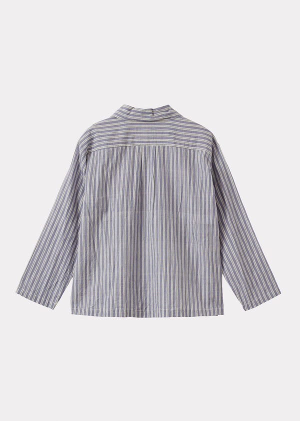 Caramel WALNUT CHILDREN'S HAND-LOOMED COTTON SHIRT - VIOLET STRIPE