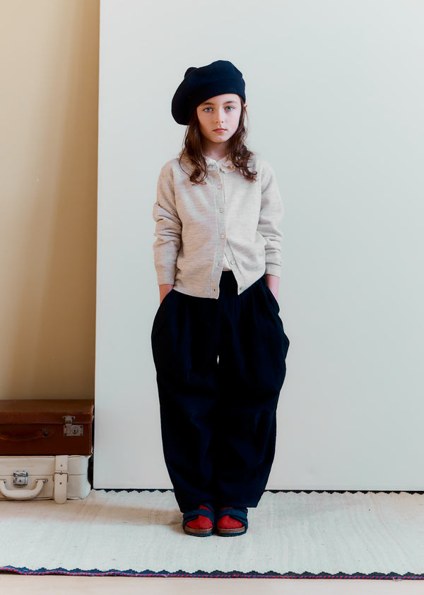 Caramel WILLOW CHILDREN'S MERINO WOOL CARDIGAN - CREAM