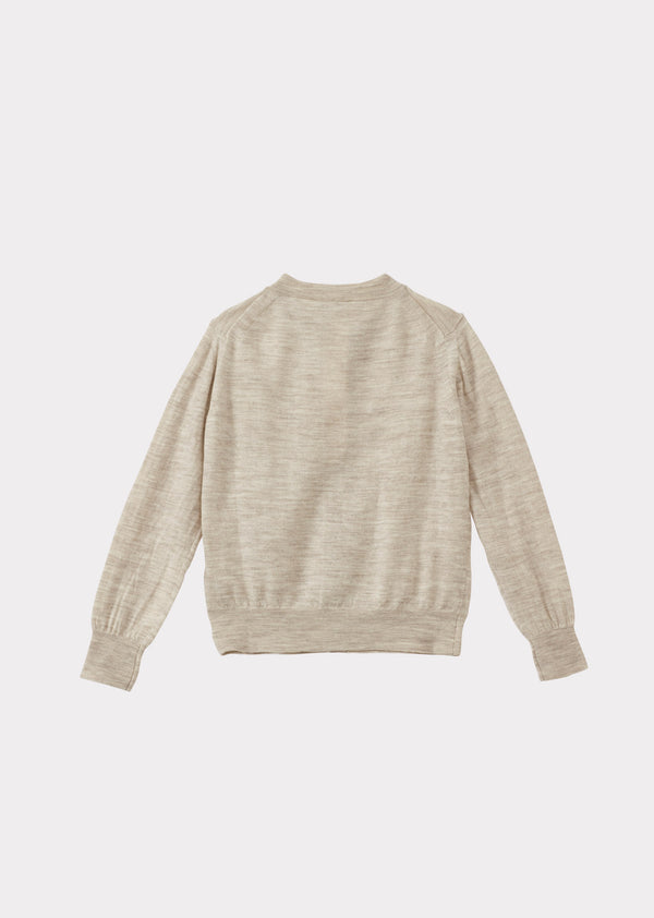 Caramel WILLOW CHILDREN'S MERINO WOOL CARDIGAN - CREAM