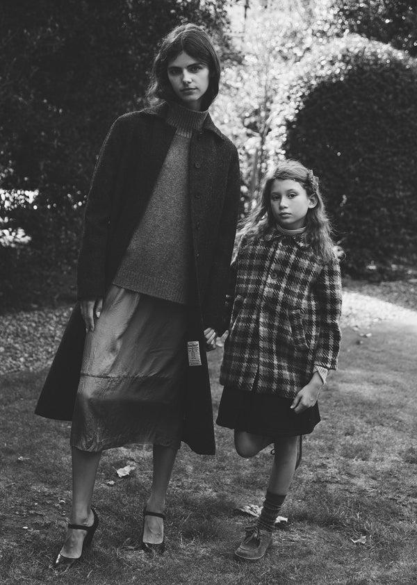 caramel WOMAN CAMBRIDGE COAT - DARK GREY HARRIS TWEED