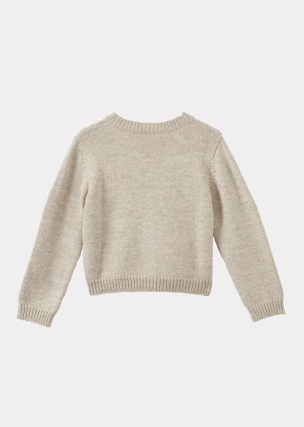 Caramel WOMAN EYELET DIAMOND EMBROIDERED CARDIGAN - STONE