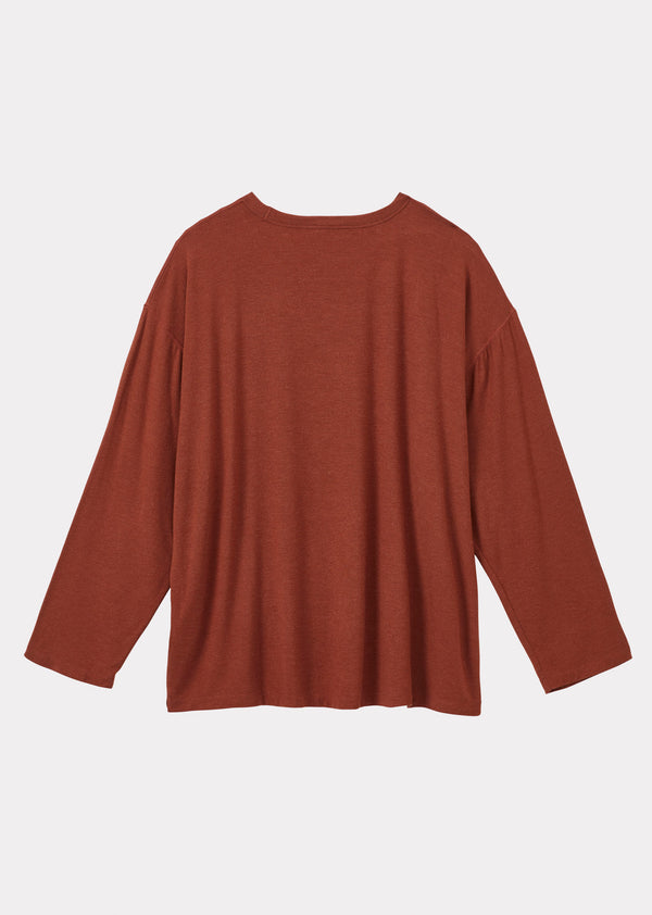Caramel WOMAN OVERSIZE LONG SLEEVE T-SHIRT - BURGUNDY