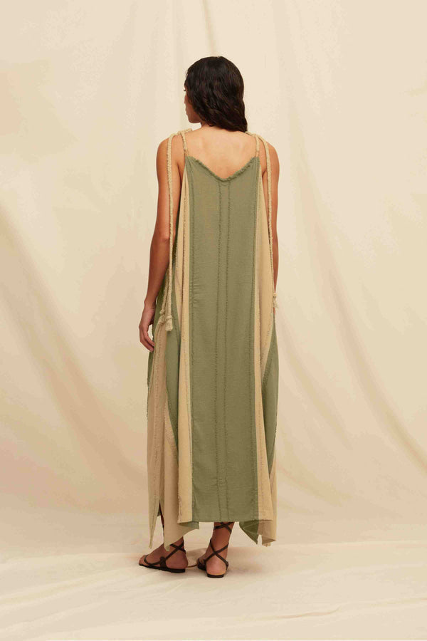 Caravana AKBAL LINES DRESS - OLIVE / SEPIA