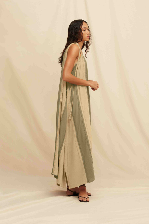 Caravana AKBAL LINES DRESS - OLIVE / SEPIA