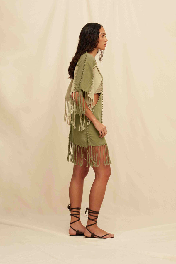 Caravana POCHIL DRESS - OLIVE / SEPIA