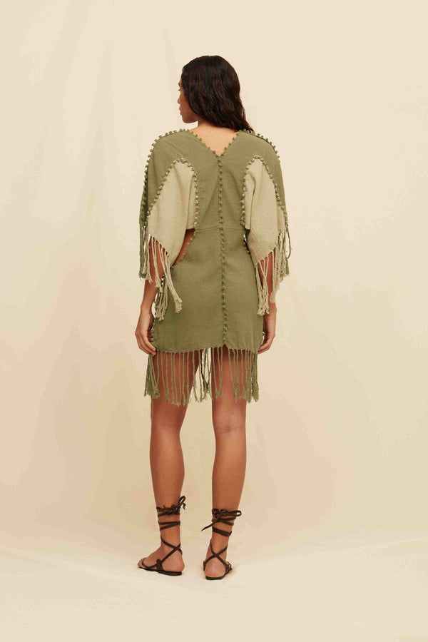 Caravana POCHIL DRESS - OLIVE / SEPIA