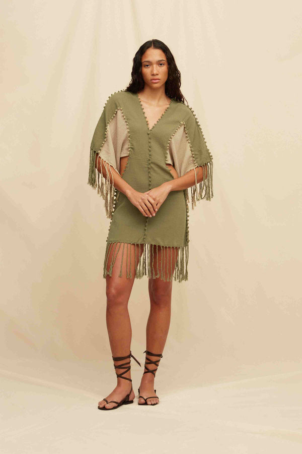 caravana POCHIL DRESS - OLIVE / SEPIA