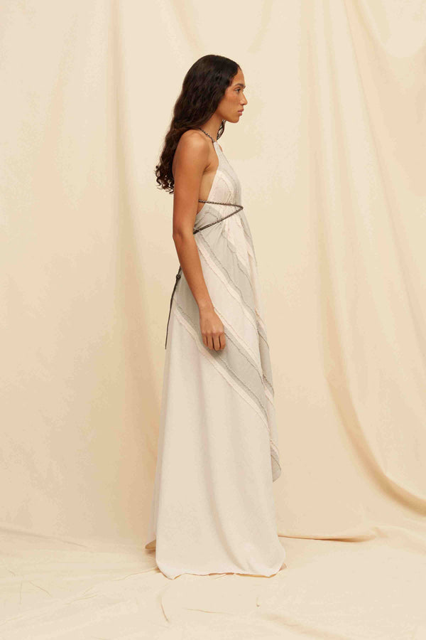 Caravana YATZIL LINES DRESS - QUIET GREY / NATURAL