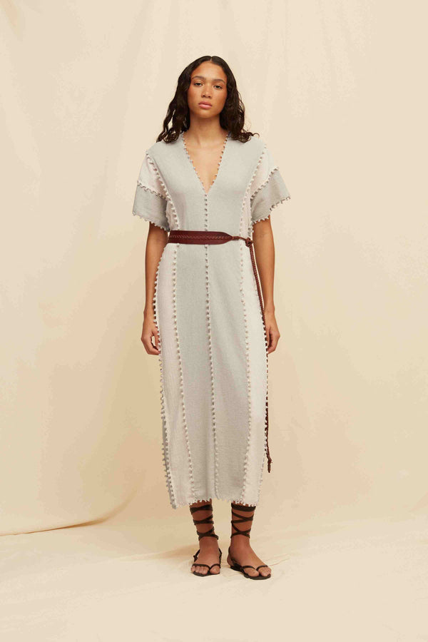 caravana CHAAC LINES DRESS / TUNIC - QUIET GREY / NATURAL