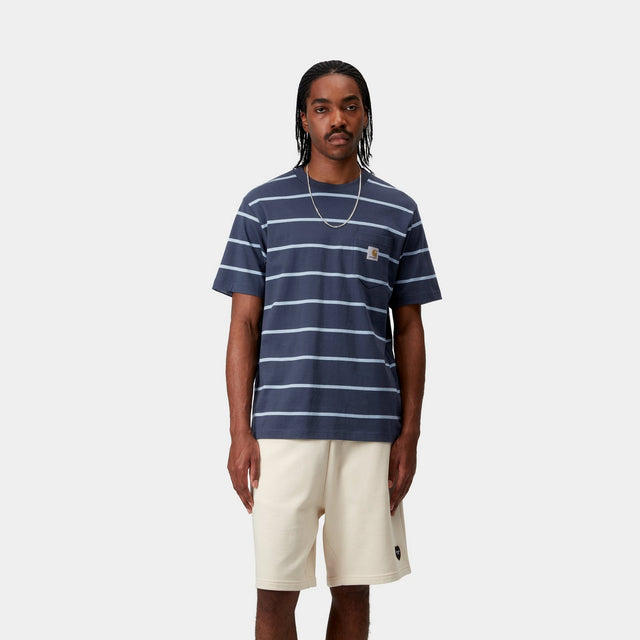 Carhartt Work In Progress Carhartt WIP Aiken Stripe Pocket T-Shirt | Dusky Blue