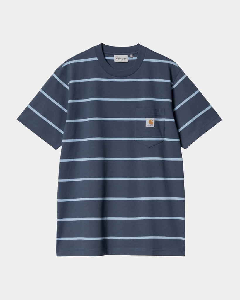 carhartt work in progress Carhartt WIP Aiken Stripe Pocket T-Shirt | Dusky Blue