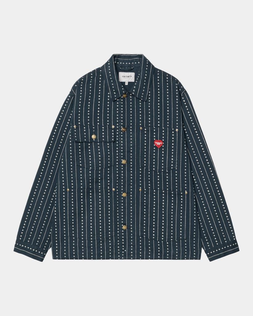 carhartt work in progress Carhartt WIP Drewe Chore Coat | Ink / Natural Heart C Pinstripe