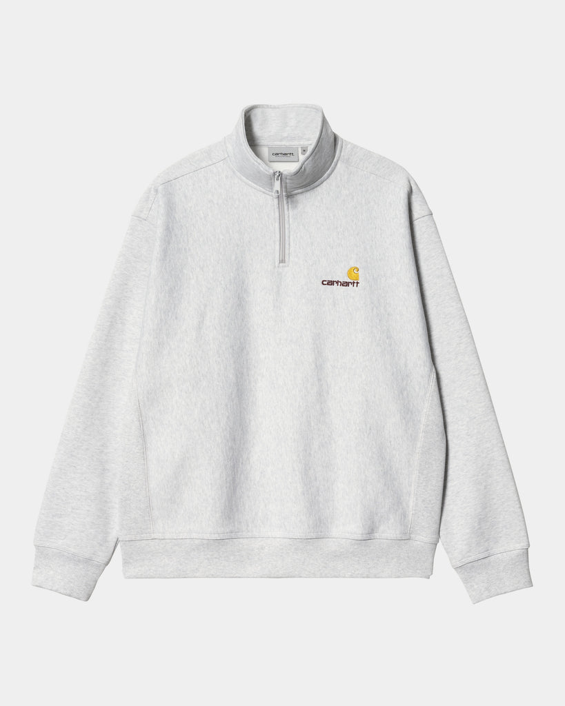 carhartt work in progress Carhartt WIP Half Zip American Script Sweatshirt | Ash Heather