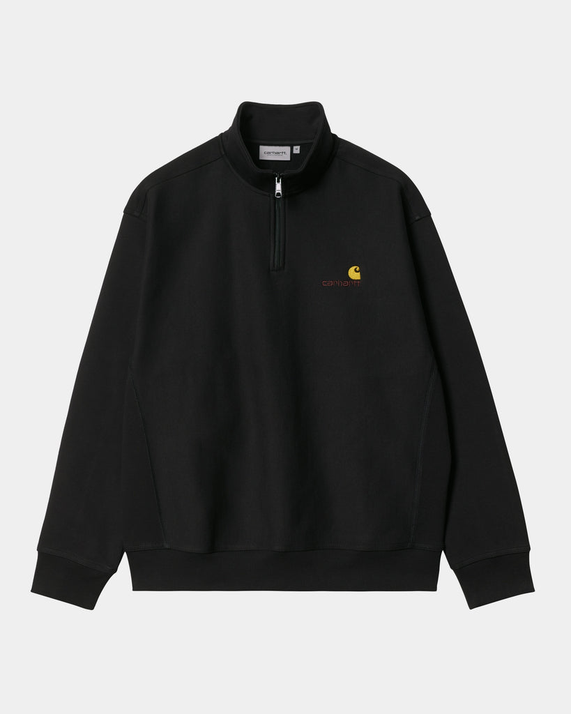 carhartt work in progress Carhartt WIP Half Zip American Script Sweatshirt | Black