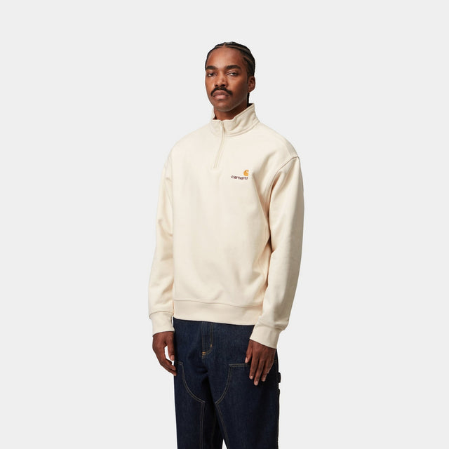 Carhartt Work In Progress Carhartt WIP Half Zip American Script Sweatshirt | Natural