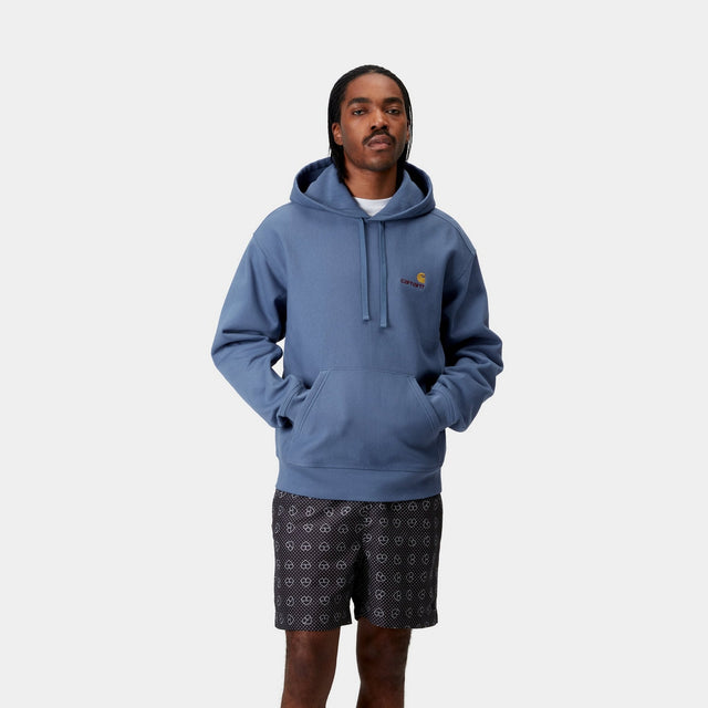 Carhartt Work In Progress Carhartt WIP Hooded American Script Sweatshirt | Blue Iris