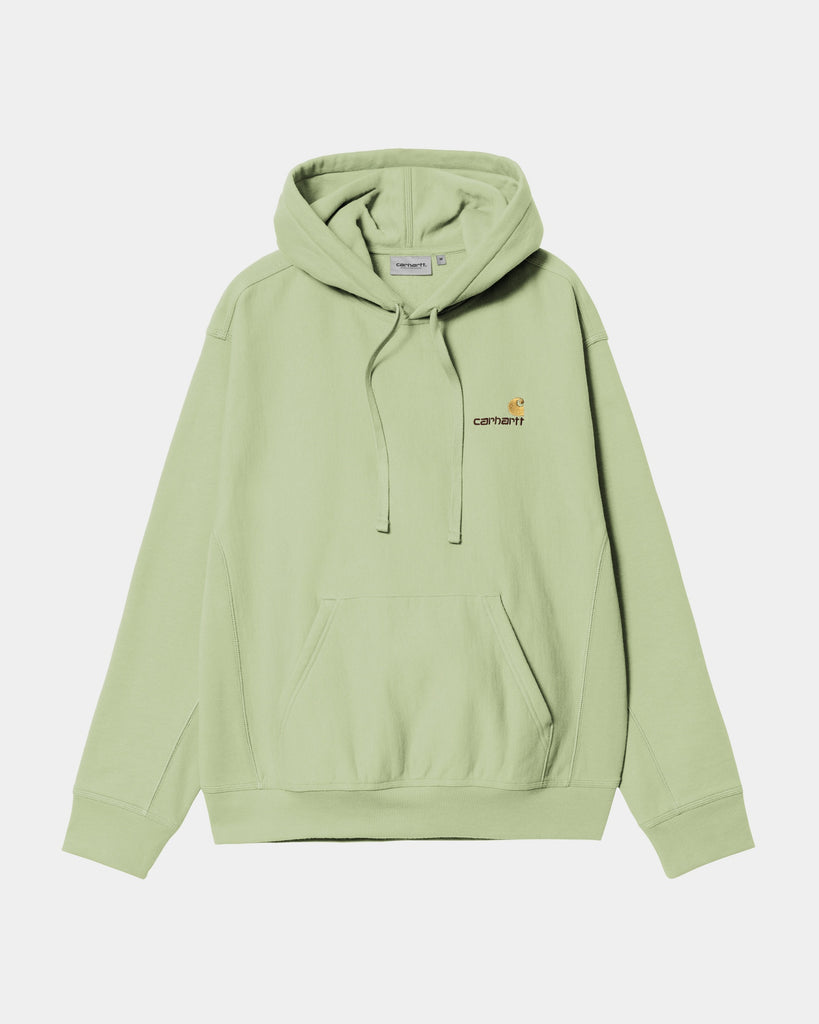 carhartt work in progress Carhartt WIP Hooded American Script Sweatshirt | Pale Olive
