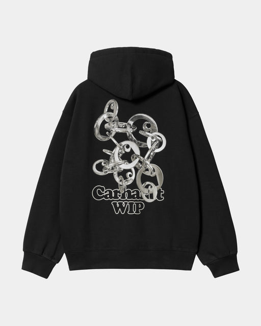 Carhartt Work In Progress Carhartt WIP Hooded Charm Link Sweatshirt | Black / Silver (stone Washed)