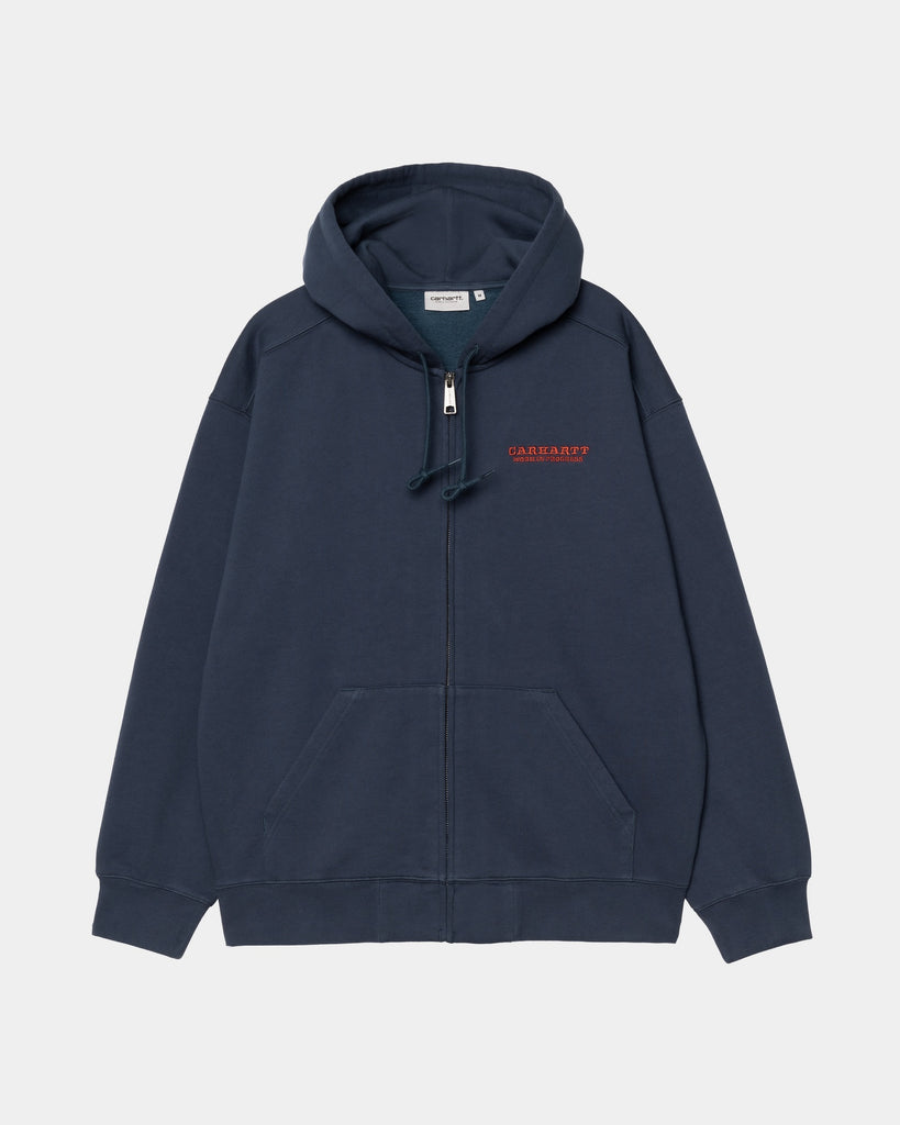 carhartt work in progress Carhartt WIP Hooded Runaway Sweat Jacket | Blue / Vermillion (stone washed)
