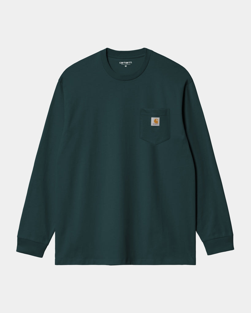 carhartt work in progress Carhartt WIP Long Sleeve Pocket T-Shirt | Deep Lagoon