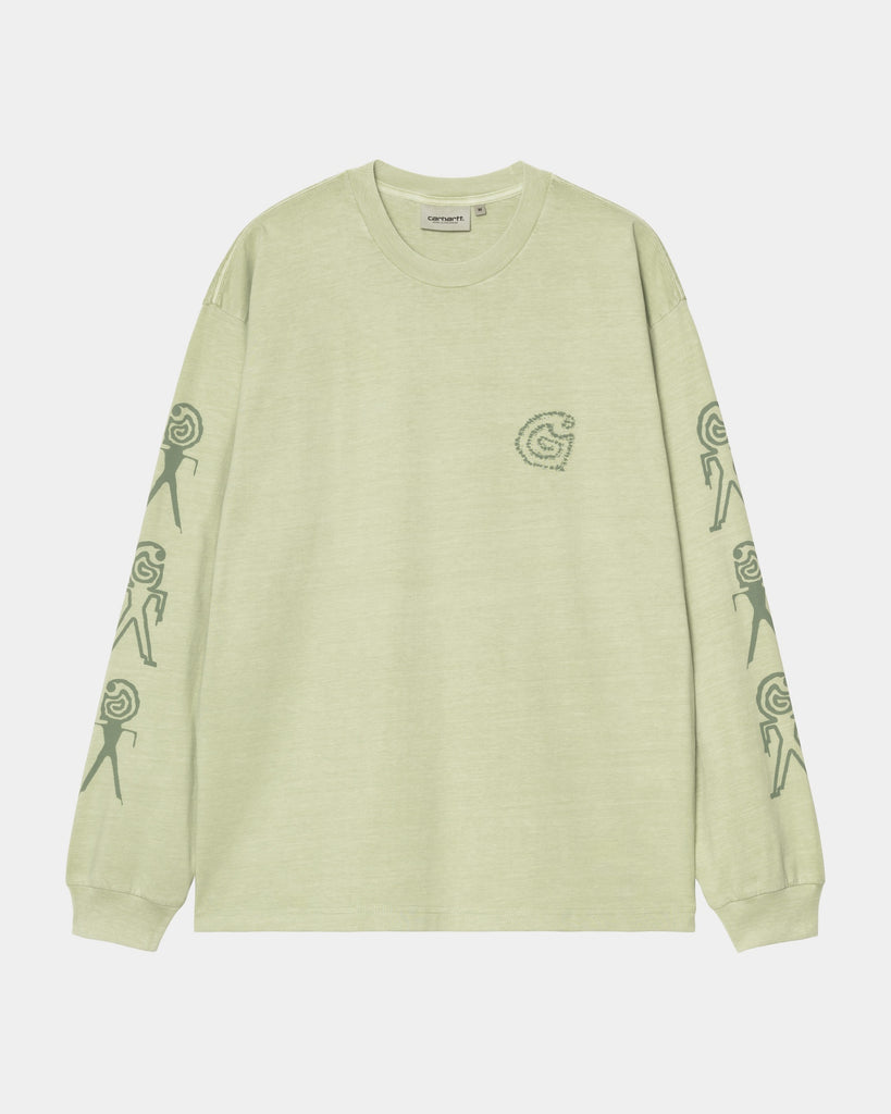 carhartt work in progress Carhartt WIP Long Sleeve Terrestrial T-Shirt | Pale Olive / Dollar Green