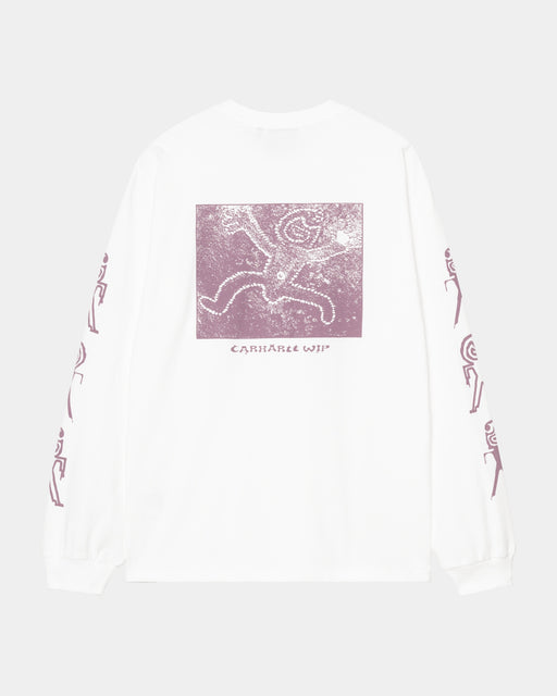 Carhartt Work In Progress Carhartt WIP Long Sleeve Terrestrial T-Shirt | White / Pink Fog
