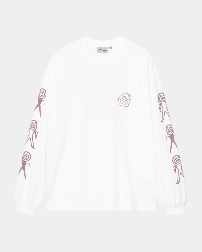 carhartt work in progress Carhartt WIP Long Sleeve Terrestrial T-Shirt | White / Pink Fog
