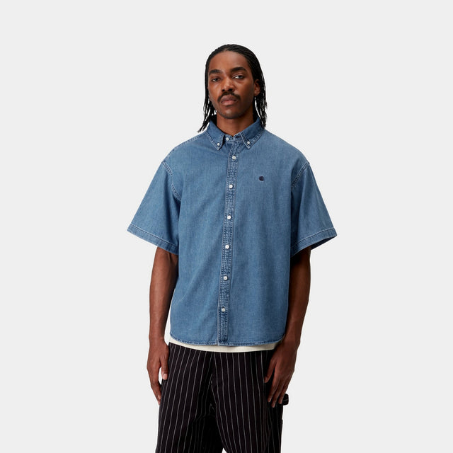 Carhartt Work In Progress Carhartt WIP Lucas Short Sleeve Shirt | Blue (stone Washed)