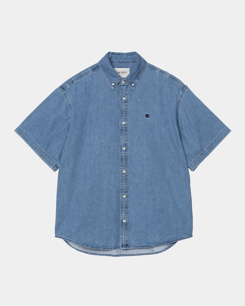 carhartt work in progress Carhartt WIP Lucas Short Sleeve Shirt | Blue (stone washed)