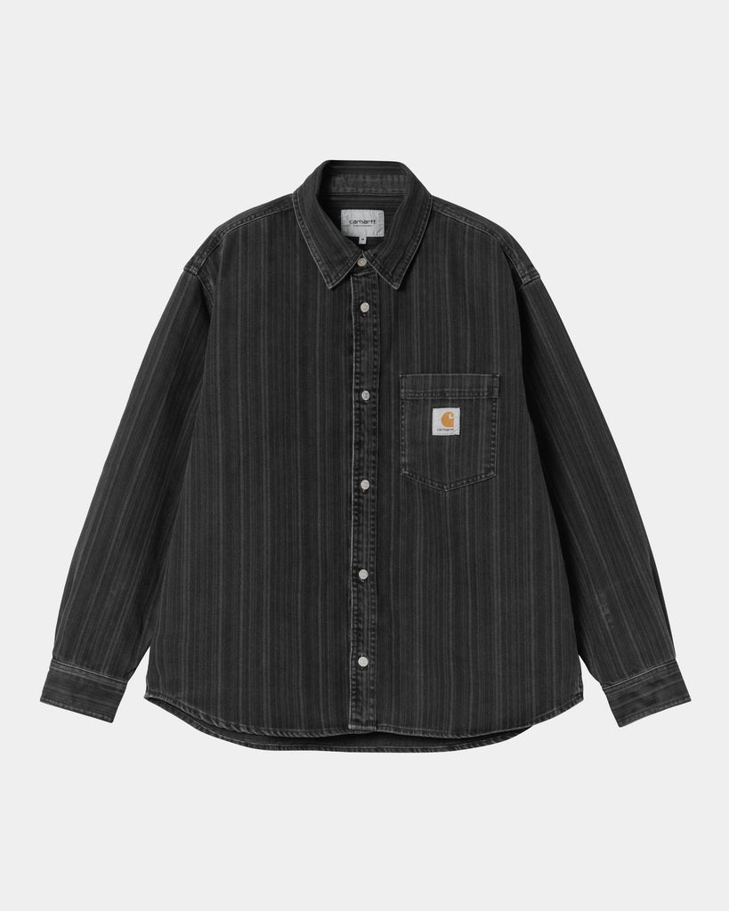 carhartt work in progress Carhartt WIP Rylan Stripe Shirt Jacket | Black (stone washed)