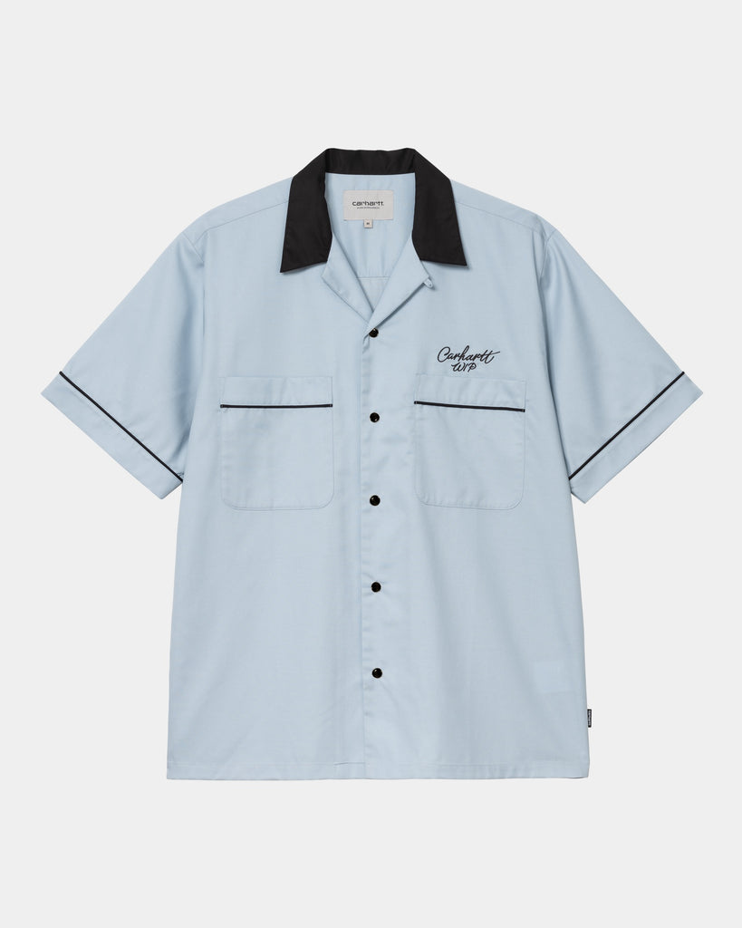 carhartt work in progress Carhartt WIP Short Sleeve Bowl Shirt | Blue Fog / Black