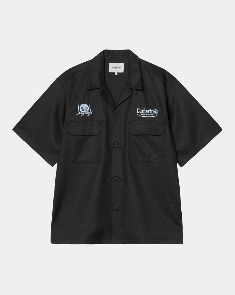 carhartt work in progress Carhartt WIP Short Sleeve Deli Shirt | Black / Bluebird