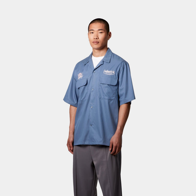 Carhartt Work In Progress Carhartt WIP Short Sleeve Deli Shirt | Blue Iris / Air Pink