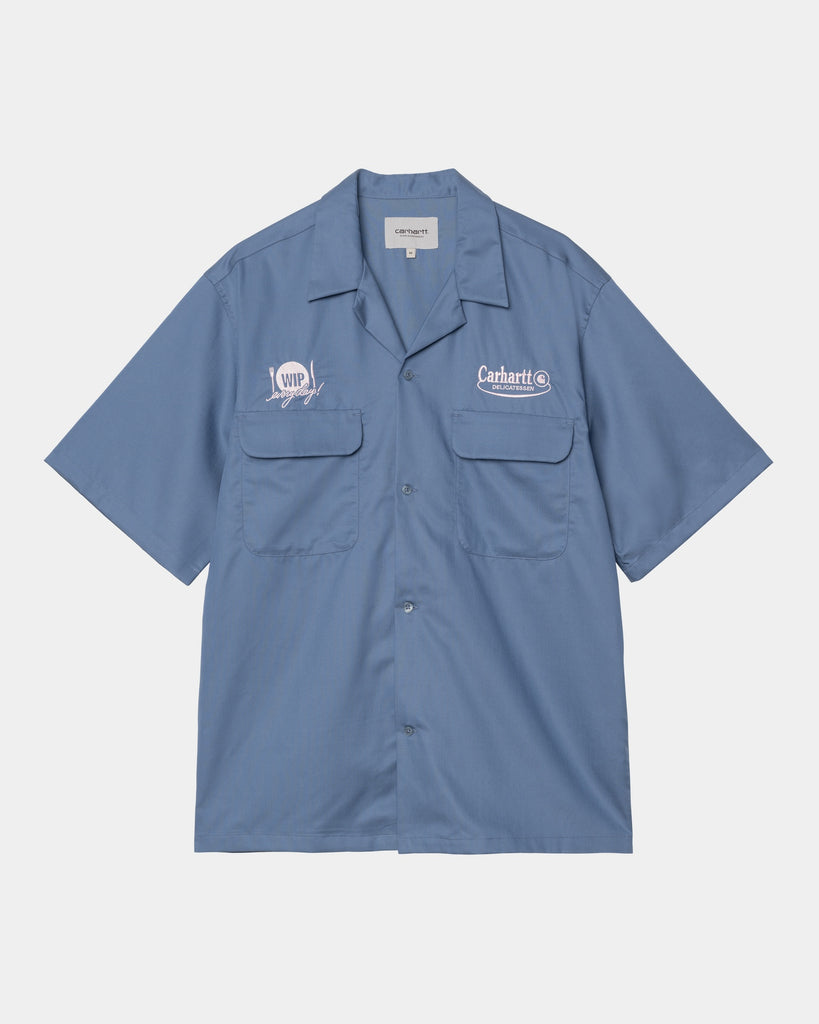 carhartt work in progress Carhartt WIP Short Sleeve Deli Shirt | Blue Iris / Air Pink