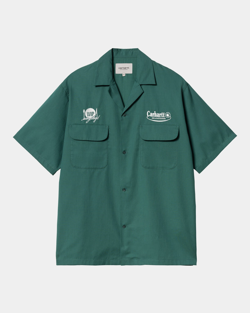 carhartt work in progress Carhartt WIP Short Sleeve Deli Shirt | Rainforest / White